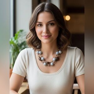 5 for $30 Light Blue and Brown Beaded Necklace